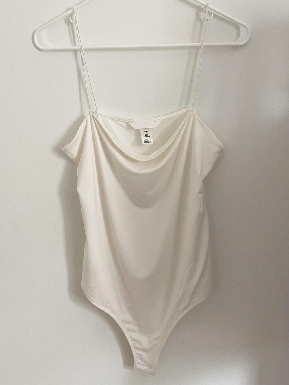 H&M Cream Drape Neck Spaghetti Strap Bodysuit
